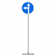 Знак дорожный "Движение прямо или налево" 4.1.5 типоразмер 40 на стойке с основанием 3кг - fgospostavki.ru - Екатеринбург