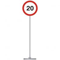 Знак дорожный "Ограничение скорости 20 км" 3.24 типоразмер 40 на стойке с основанием 3кг - fgospostavki.ru - Екатеринбург