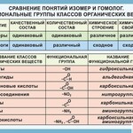 Таблица. Сравнение понятий изомер и гомолог. Функциональные группы классов органических веществ. - fgospostavki.ru - Екатеринбург