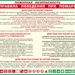 Таблица "Пожарная безопасность. Правила поведения при пожаре" (100х140 сантиметров, винил) - fgospostavki.ru - Екатеринбург