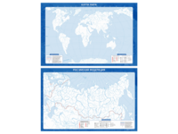 Фрагмент (демонстрационный) маркерный (двухсторонний) "Карта мира и Российской Федерации" (немая) с комплектом тематических магнитов - fgospostavki.ru - Екатеринбург