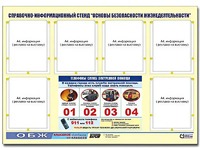 Стенд информационный "Основы безопасности жизнедеятельности" (80*110, 6 карманов) - fgospostavki.ru - Екатеринбург