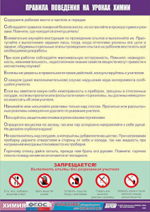 Таблица демонстрационная "Правила поведения на уроках химии" (винил 100х140) - fgospostavki.ru - Екатеринбург