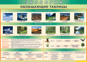 Таблица "Экология. Обобщающие таблицы" (100х140 сантиметров, винил) - fgospostavki.ru - Екатеринбург