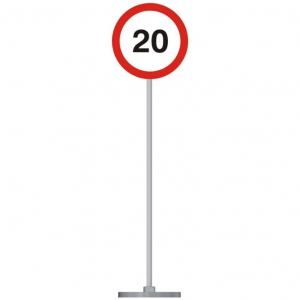Знак дорожный "Ограничение скорости 20 км" 3.24 типоразмер 40 на стойке с основанием 3кг - fgospostavki.ru - Екатеринбург