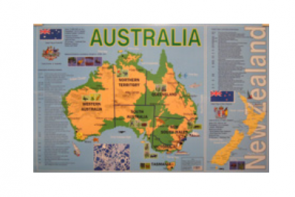 Учебная карта Австралия и Новая Зеландия на английском языке - fgospostavki.ru - Екатеринбург