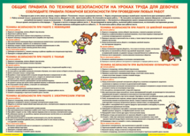 Таблица "Правила безопасности на уроках труда для девочек" (100х140 сантиметров, винил) - fgospostavki.ru - Екатеринбург