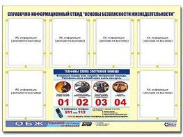 Стенд информационный "Основы безопасности жизнедеятельности" (80*110, 6 карманов) - fgospostavki.ru - Екатеринбург