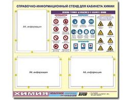 Стенд информационный "Правила техники безопасности в кабинете химии" (75х70, 3 кармана) - fgospostavki.ru - Екатеринбург