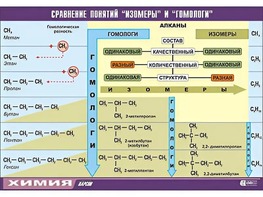 Таблица демонстрационная "Сравнение понятий изомер и гомолог" (винил 100x140) - fgospostavki.ru - Екатеринбург